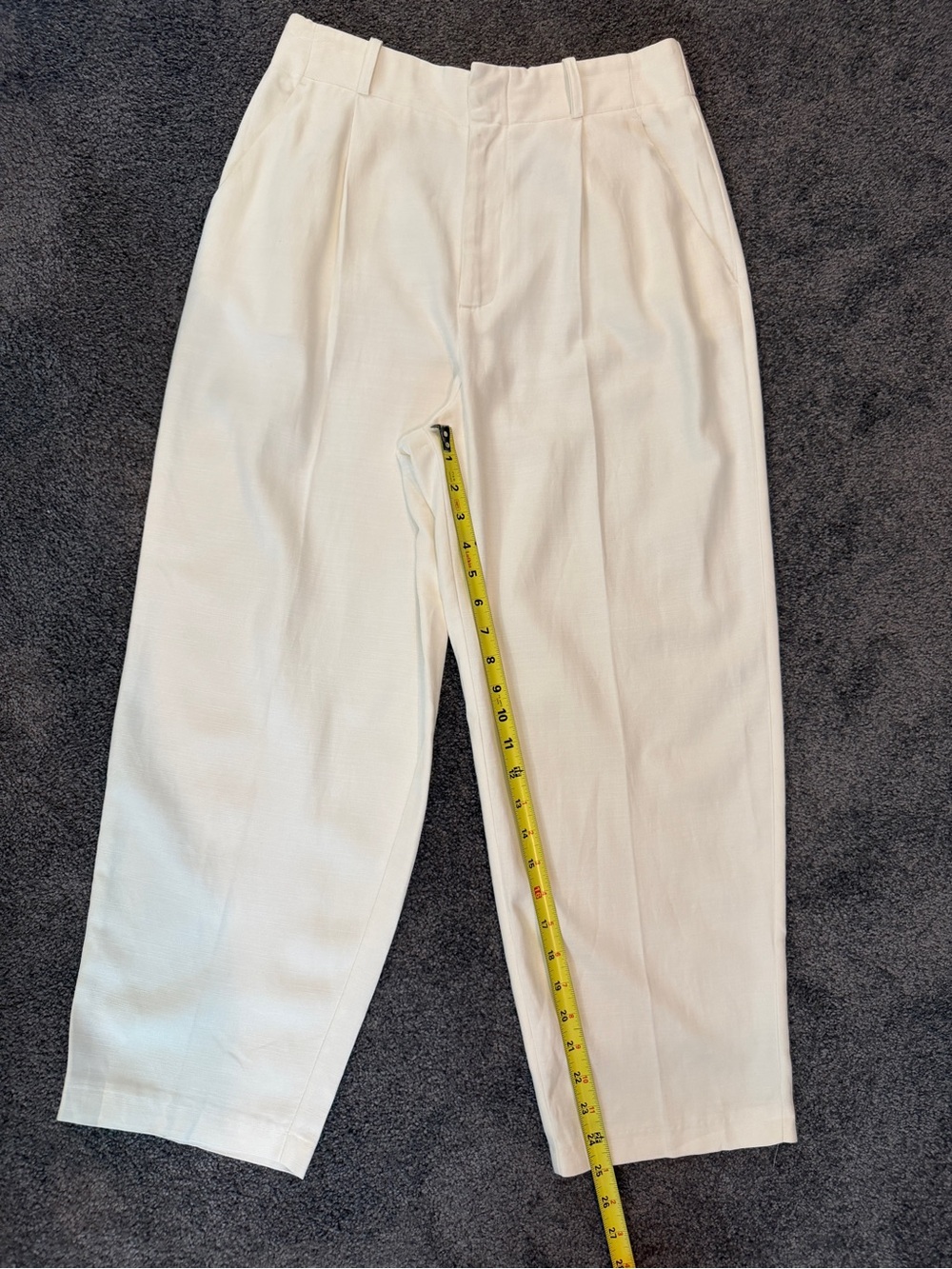 ZARA Womens Cream Pleated Casual Trousers
